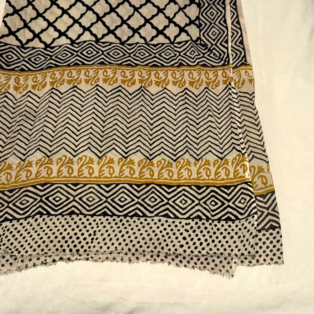 Sarong Pareo Natural colors and cotton block print oversized